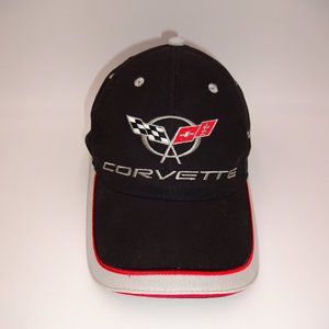 Corvette Black Cap Hat One Size Mens Womens Unisex Grey Red Checkered Flags